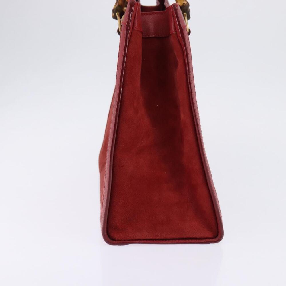 GUCCI Bamboo Hand Bag Leather Suede Red Gold 002 0260 2615 Auth 148239 - Picture 3 of 16